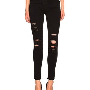Frame Denim Skinny Distressed Noir Jefferson Black Ripped Jeans size 26